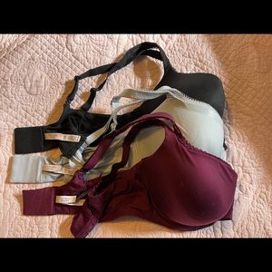 3 - Victoria’s Secret Bras - Maroon, Grayish with sparkle and Black - 40DD